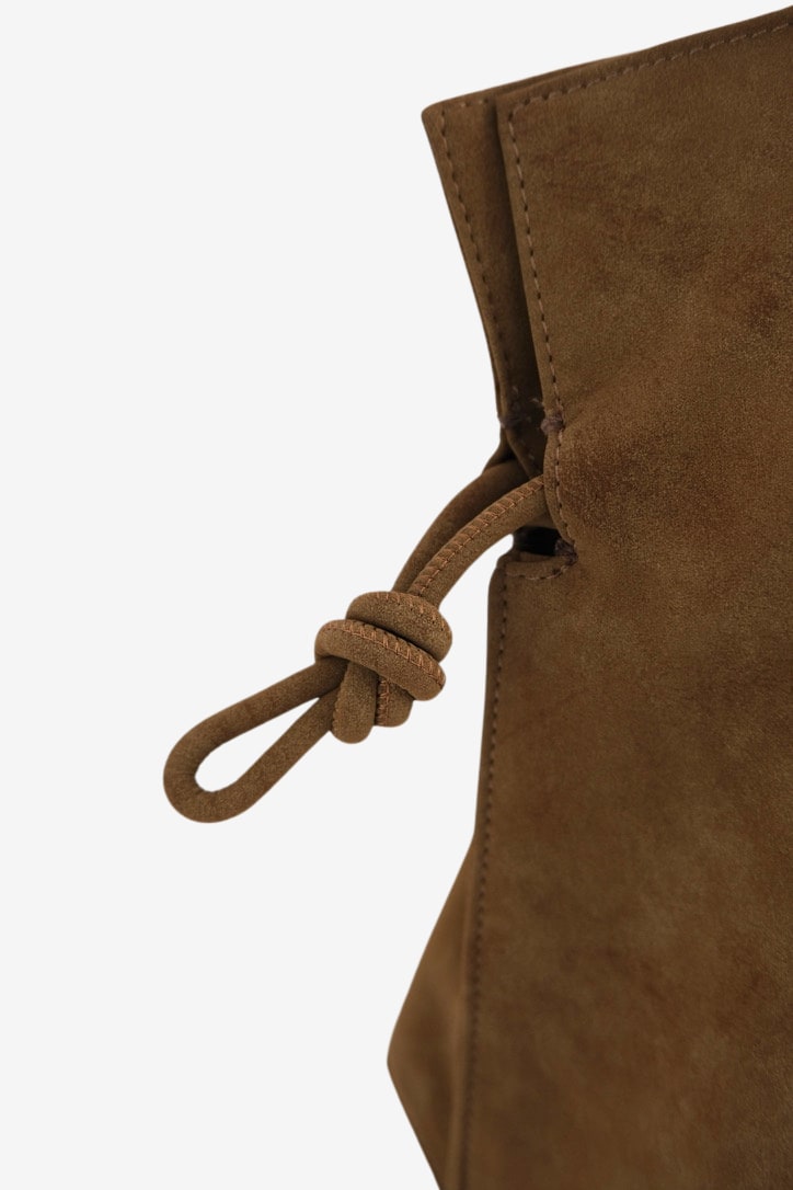 Isabelle Bag in Earth — knotted side tie, on light grey