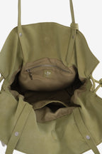 Isabelle Bag in Meadow — open, viewed from above, on light grey