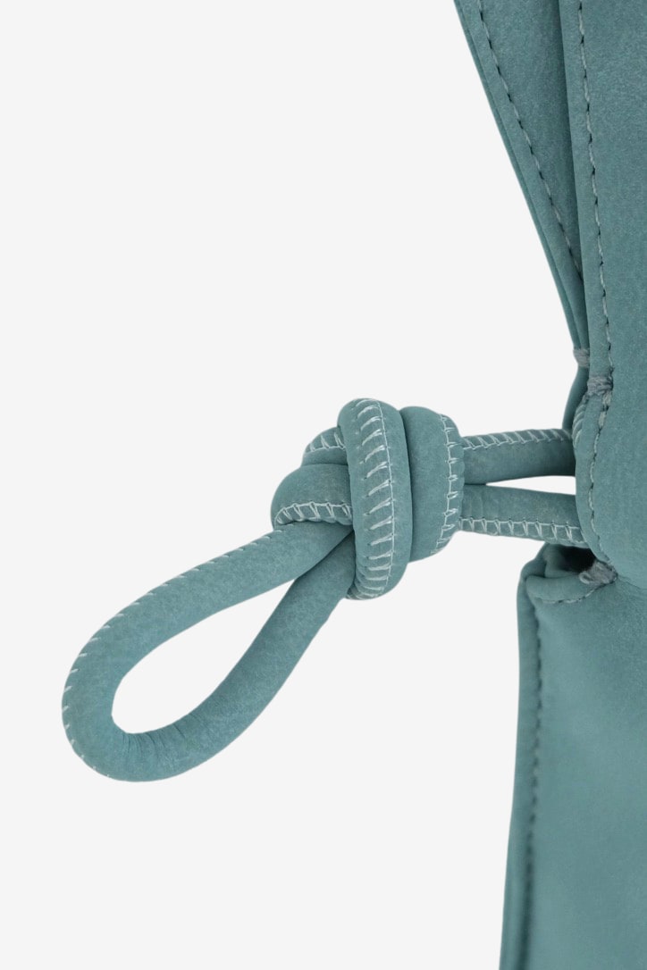 Isabelle Bag in Sky — knotted side tie, on light grey